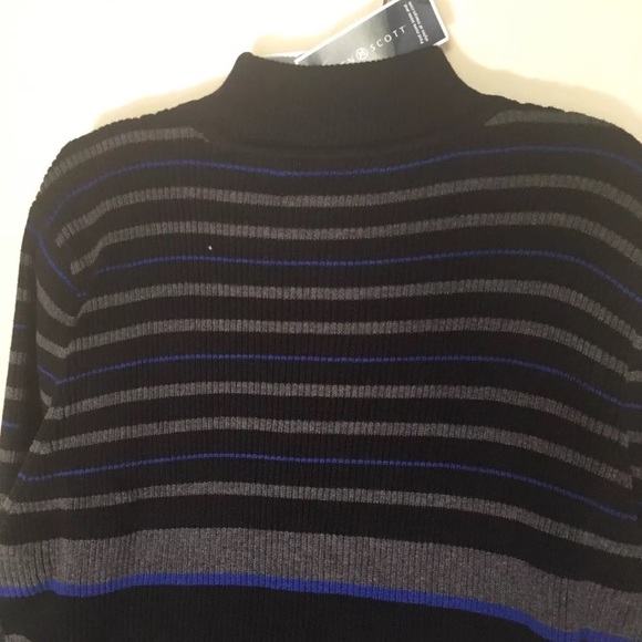 Karen Scott Women’s Blue Ribbed Striped Pullover - Picture 4 of 6